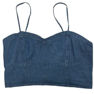 NWOT LONE STAR Bustier Corset Denim Blue Jean Stretchy Crop Top Large